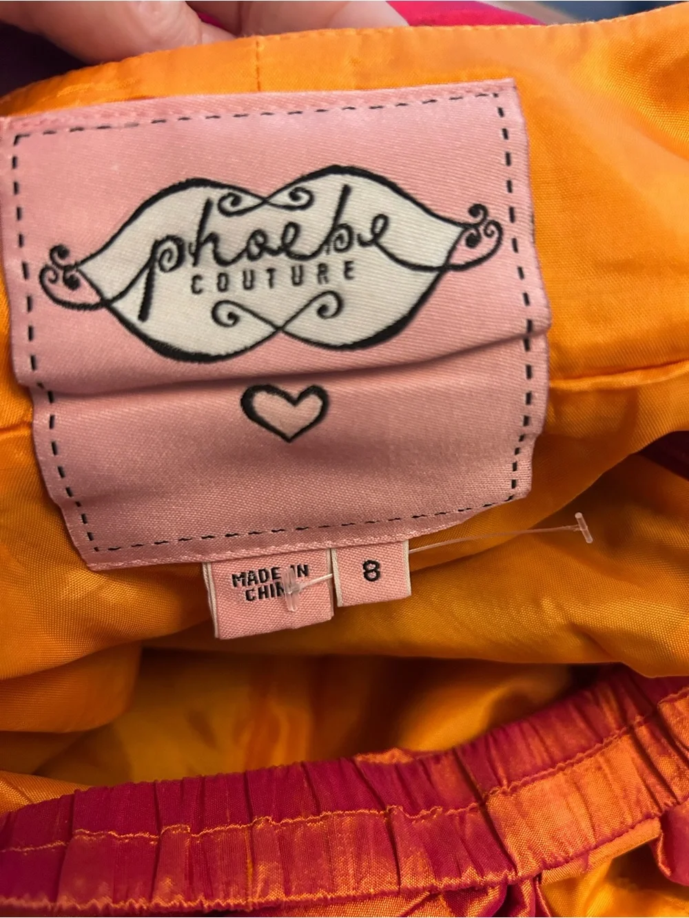 Phoebe Couture Silk Bow Back Cocktail Dress Pink Orange Size 8